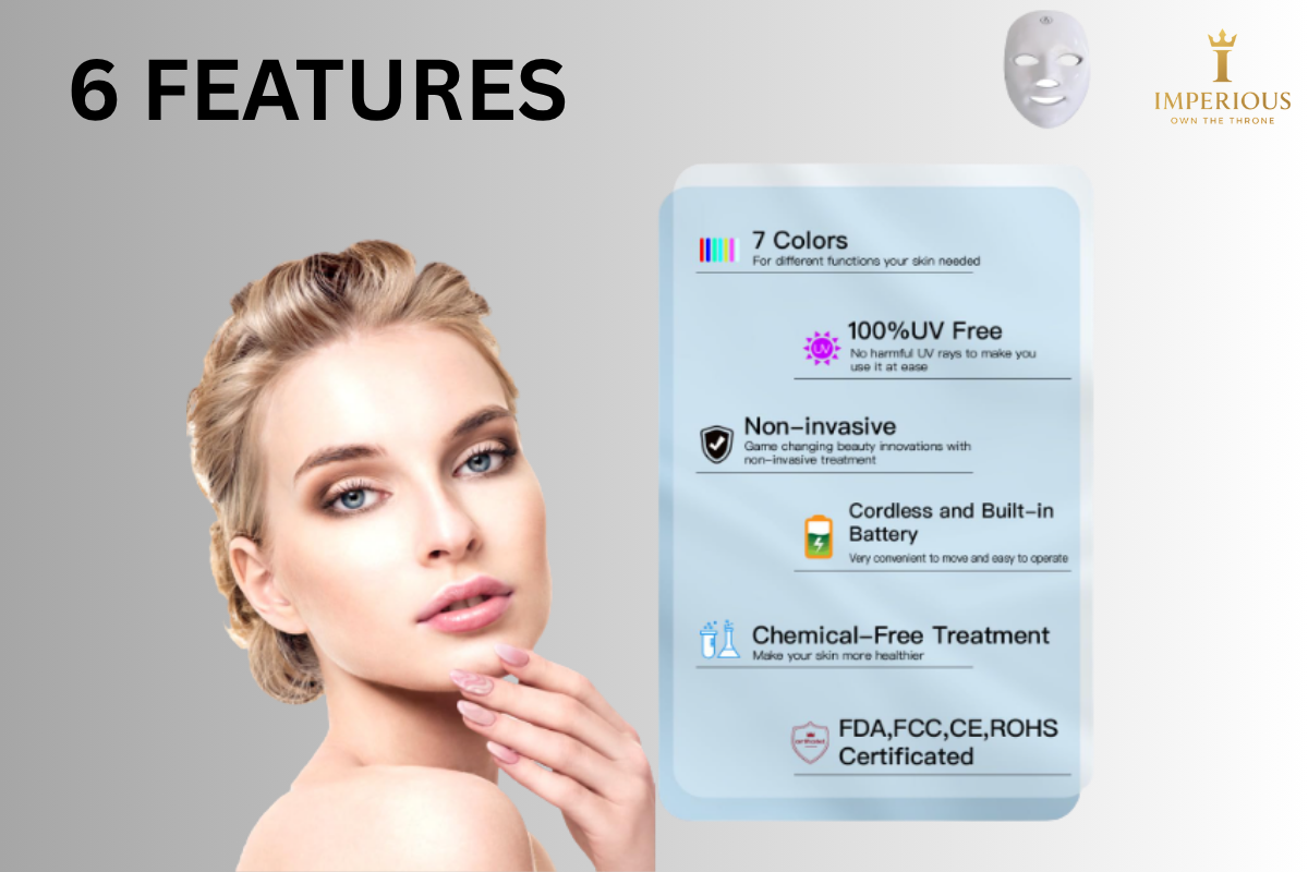 LED Light Therapy Face Mask - 7 Colors Led Facial Mask Acne Wrinkle Removal Photodynamic Led Facial Mask Wireless Use